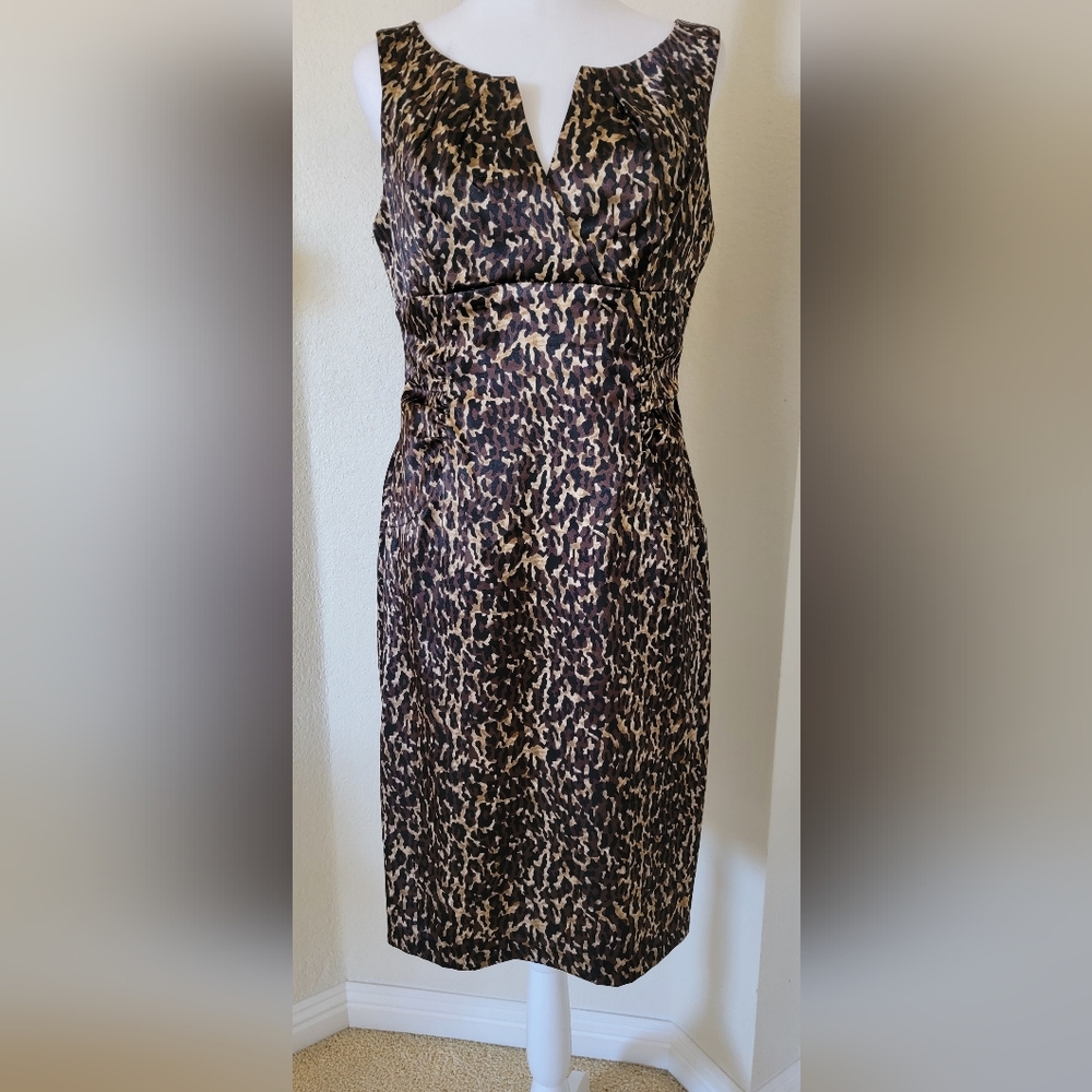 London Times, Animal Print, silky, Casual Sneath Dress, Size 8